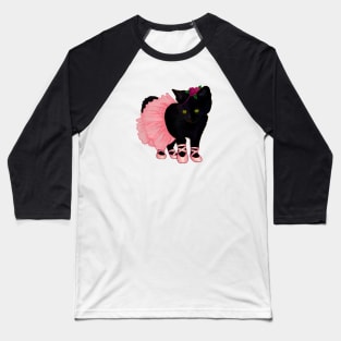 Halloween Black Kitten Dressed In Ballerina Costume Baseball T-Shirt